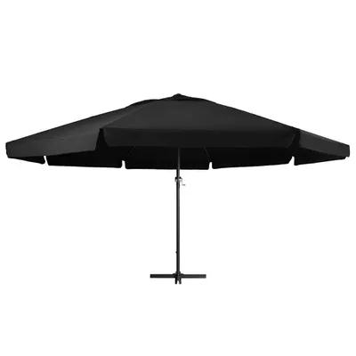 Zdjęcie produktu dla vidaXL Parasol z aluminiowym drążkiem 600 cm czarny