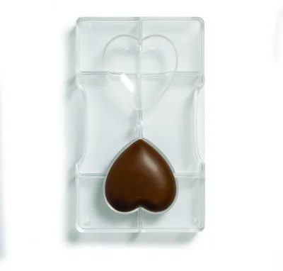 Produktbild von DECORA, 0050078 Herzförmige Schokoladenform aus Polycarbonat, 2 Kavitäten 67,9 x