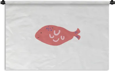 Produktbild von MuchoWow® Wandteppich Wandbehang Fisch - Rosa - Pastell 150x100 cm Tapisserie Dekoration Wandtuch - Waschbar - Tapisserien - Wand-Decke