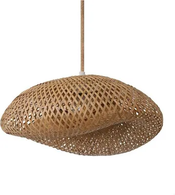 Image de BRUGIA M E27 boho BAMBOO suspension blanche plafond naturel rotin table à manger lampe pour salle à manger suspension couleur : naturel (Ø50cm)