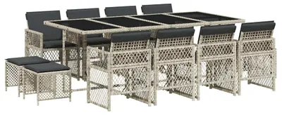 Immagine prodotto di vidaXL set da pranzo da giardino da 13 pezzi con cuscini in rattan grigio chiaro