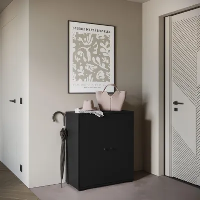 Produktbild von MINIO go for it, Schuhschrank, kleiner Garderobenschrank "DAFNI 14", 70 cm, Schwarz Farbe