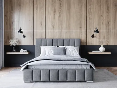 Produktbild von ADIDAR Lina Polsterbett 160x200cm Doppelbett Metallrahmen mit hydraulischen Wagenhebern Lattenrost Bettkasten Hochwertige Qualität (Grau - Amor Velvet 4320)
