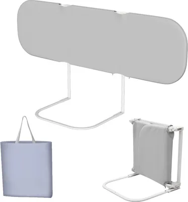 Produktbild von Jayseuw Bettschutzgitter, 150x45cm, Grau, Stahlrohr, Oxford-Stoff, Kunststoff, Faltbar, keine Montage nötig, 20 Höheneinstellungen, zerstörungsfreie Installation, inkl. Aufbewahrungstasche, für Matratzen 8-30cm, Traglast bis 50kg, für Kinder 18 Monate - 5 Jahre, für Kinderbetten, Reisen & Hotels