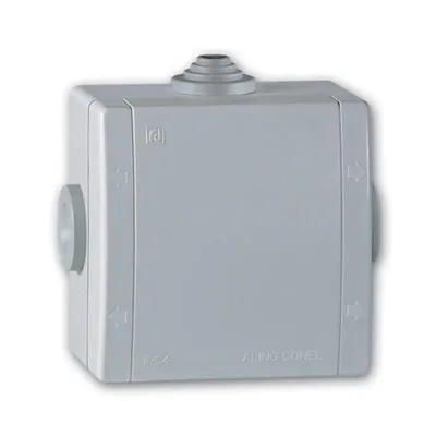 Produktbild von Verteilerbox Grau mit drei Eingängen 80x80 / IP54