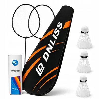 Produktbild von Badminton Set 6-teilig 2 Schläger 3 Federbälle mit Tragetasche