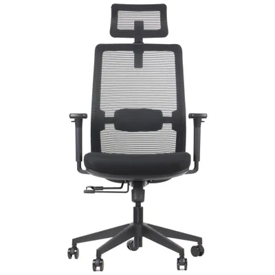 Produktbild von Ergonomischer Bürodrehstuhl CUTLER, Nylon Basis, verstellbare Armlehnen, Kopfstütze, verstellbarer Netz Sitz und Rückenlehne, Schwarz
