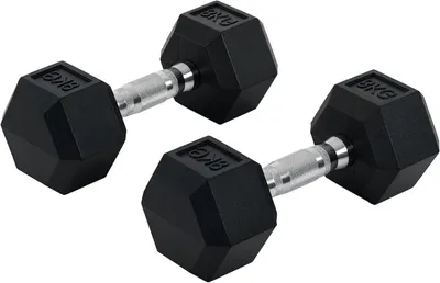 Immagine prodotto di Set di manubri - Attrezzo per fitness - Allenamento muscolare - Maniglie antiscivolo - 2 x 8 kg - Neri