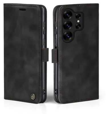 Produktbild von Handy Hülle für Samsung Galaxy S25 Ultra Klapphülle Bookcase Flip Cover Handy Tasche Etui Farbe: Schwarz