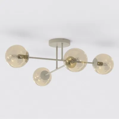 Imagen del producto de Lámpara colgante ROMA en acero beige y vidrio ámbar