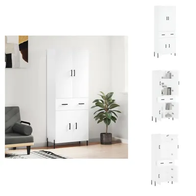 Image de vidaXL Highboard Blanc 69,5x34x180 cm Bois composite - Sideboards