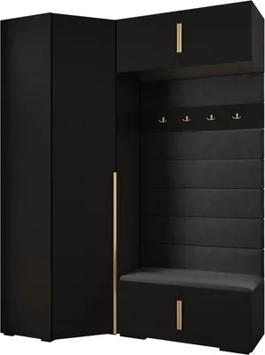 Produktbild von MEBLE KRYSPOL Inova 1 Möbelset Garderobe, 236,7x181,7x47cm - Schwarz, Manila 18, Gold