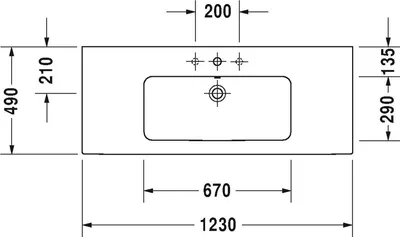 Produktbild von Duravit Duravit Möbelwaschtisch ME by Starck m ÜL HLB 1230x490mm 1 HL we