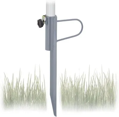 Immagine prodotto di Porta-pali da giardino da 32 mm - per giardino, campeggio e spiaggia - porta-pali da tetto in metallo - acciaio grigio