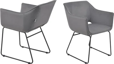 Produktbild von SIT Möbel Armlehnstuhl mit Cut-Out | 2er-Set | Bezug Stoff grau | Metallgestell schwarz | B 56 x T 61 x H 82 cm | 02439-04 | Serie SIT&CHAIRS