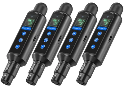 Zdjęcie produktu dla Bezprzewodowy odbiornik DMX512, wbudowana bateria, inteligentny wyświetlacz LED, 4 sztuki, wtyczka UE