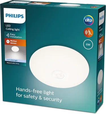 Productafbeelding van Philips Functionele Plafondlamp Mauve, 6 W, LED, Niet vervangbare lampen, 4000 K, 640 lm, IP20, Wit