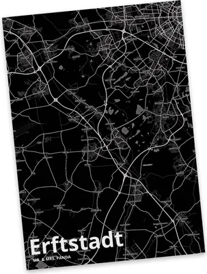 Produktbild von Mr. & Mrs. Panda Postkarte Erftstadt - Geschenk, Stadt, Postkarten, Dorf Karte Landkarte Map Stadtplan, Grußkarte, kunstkarte, Ansichtskarten, Ansichtskarte