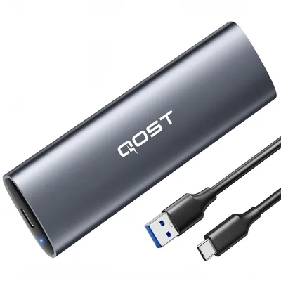 Produktbild von Qost – Aluminium M.2 SSD Gehäuse – NVMe / NGFF / SATA – USB 3.2 Gen 2 – 10 Gbit/s – M-Key PCIe & B+M-Key PCIe 2230 / 2242 / 2260 / 2280 - Spacegrey