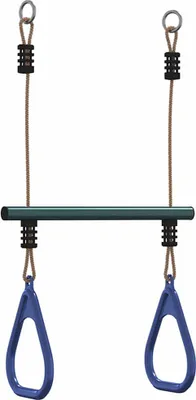 Produktbild von vidaXL Trapezstange mit Turnringen für Kinder Blau Dunkelgrün Stahl