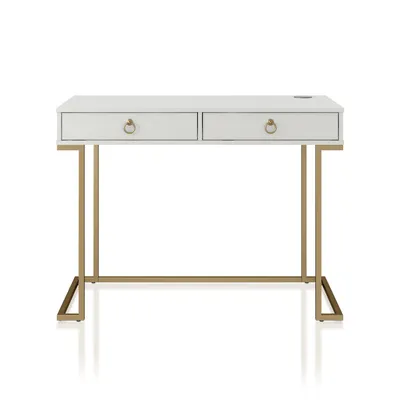 Produktbild von Schreibtisch mit 2 Schubladen aus MDF weiß