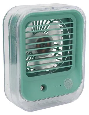 Produktbild von Mini-Klimaanlage mit Ventilator, 3 Geschwindigkeitsstufen, extrem leise, farbiges Licht, tragbarer USB-Verdunstungskühler