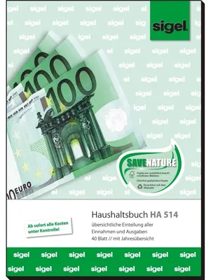Produktbild von SIGEL HA514 Haushaltsbuch, mit Klammerheftung, A5, 40 Blatt