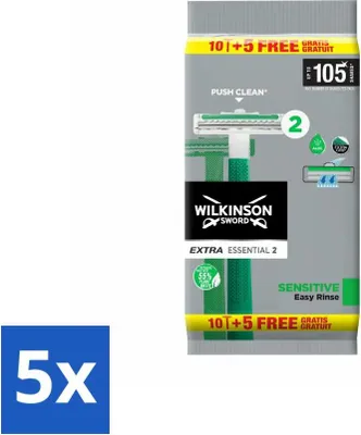 Image de Rasoir jetable Wilkinson Extra Essential 2 Sensitive Soft 15 lames - Pack avantage - 5 pièces