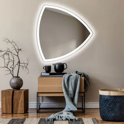 Produktbild von Unregelmäßiger asymmetrischer Spiegel mit LED Beleuchtung 94x94 cm - mit LED Beleuchtung - LED Farbe Kaltweiß 7000K - Individuell Nach Maß - Beleuchtet Wandspiegel Lichtspiegel Badezimmerspiegel TRR222