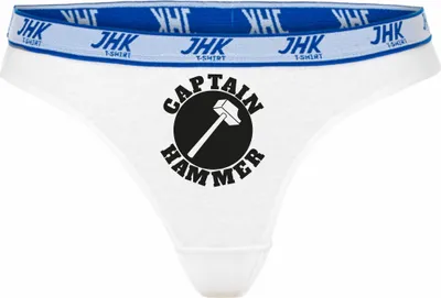 Produktbild von Damen Thong Slip - Boxer-0052-woman-white-h-L - weiß - L - hinten - Captain Hammer - lustiges Motiv - Spruch - Unterwäsche - Unterhose - Freizeit - lustig