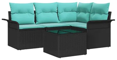 Produktbild von vidaXL Gartensofa-set 5 stk. Schwarz Poly-Rattan