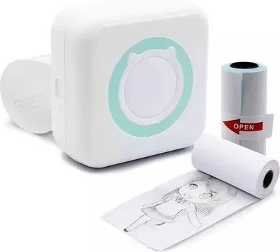 Zdjęcie produktu dla Mała drukarka Bluetooth | Poręczna drukarka fotograficzna | Przenośna | Bezprzewodowa | Bluetooth 4.0 | Idealna do użytku w podróży
