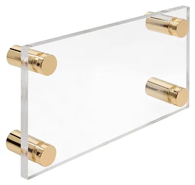 Produktbild von Firmenschild Namensschild Acrylglas 99x210 mm – inkl. 4 Messing-Abstandshalter 13×19 mm, Gold Türschild
