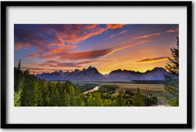 Produktbild von Bild 60x40 MDF-Rahmen Wandkunst Sun Mountain Forest Nature