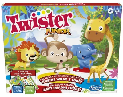 Obrázek produktu pro Twister Junior, hra s podložkou s obrázky zvířat (dvoustranná) – pro 2 až 4 hráče