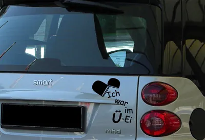 Produktbild von Ich war im Ü-Ei, Ue-Ei Vergleich, Autoaufkleber für Kleinstwagen