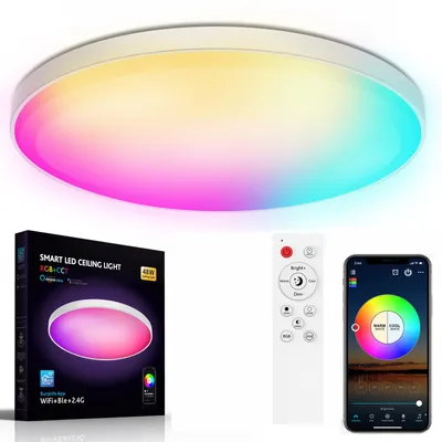 Produktbild von Smart LED Deckenleuchte 48W RGB Dimmbar WiFi Deckenlampe mit Fernbedienung, Kompatibel mit Alexa Google Home