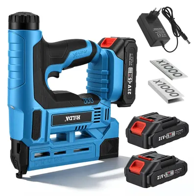 Akku-Nagler 2-in-1, 18GA, mit 2 Akkus, 1000 Nägeln + 1000 Klammern