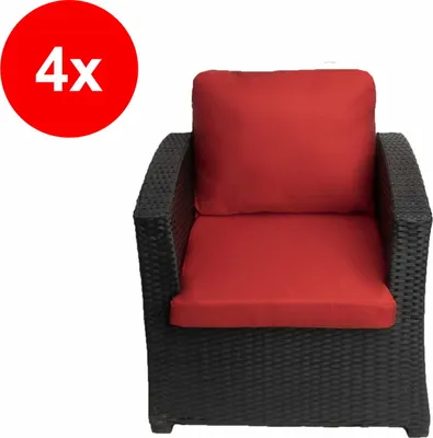 Immagine prodotto di Cuscini da giardino per polyratanen set di 4 cuscini seduta 56x52x7, cuscini schienale 56x50 rosso cuscini per sedie rattan cuscini per sedie da giardino rattan
