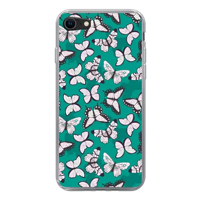 Produktbild von MuchoWow® Handyhülle Schutzhülle Hülle für iPhone SE 2022 Mädchen - Schmetterling - Tiere - Muster - Mädchen - Kinder - Kinder Silikon Softcase Handy Hülle - Schutzhülle