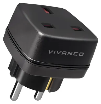 Produktbild von ViVanco™VVTRAVADGB-SCH, Typ F, Typ G (VK), Gerade, Gerade, Schwarz, 152 mm