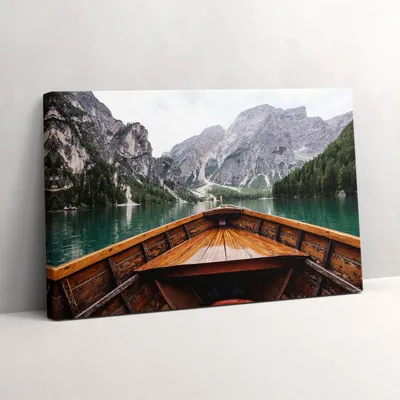Produktbild von Boot auf einem Bergsee – Leinwandbild Wandbild – 60x40 cm – Leinwandbilder – Wandbilder – Schlafzimmer – Flur