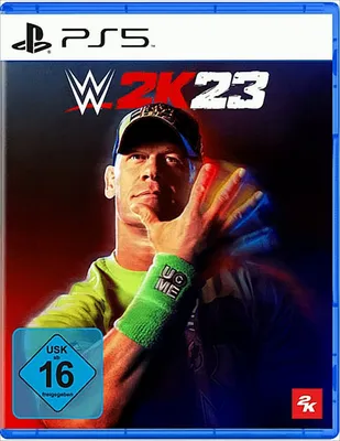 The cover art for the WWE 2K23 video game for PlayStation 5, featuring wrestler John Cena.