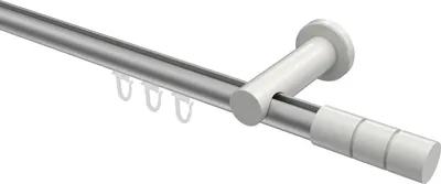 Produktbild von Interdeco Innenlaufstange / Gardinenstange mit Innenlauf Silbergrau / Weiß, Typ Platon Elanto (Rillenzylinder), 20 mm Ø 1-läufig, 400 cm