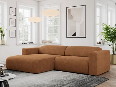 Produktbild von MKS MEBLE Ecksofa, Sofa L-Form, Wohnlandschaft L-Form, Modern Design Couch, Sofagarnitur, Couchgarnitur, Polsterecke - PASADENA -Orange Struktur - links seite