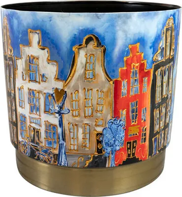 Produktbild von Ter Steege Blumentopf „Canalhouses“ Metall Mehrfarbig D 26 cm H 25 cm