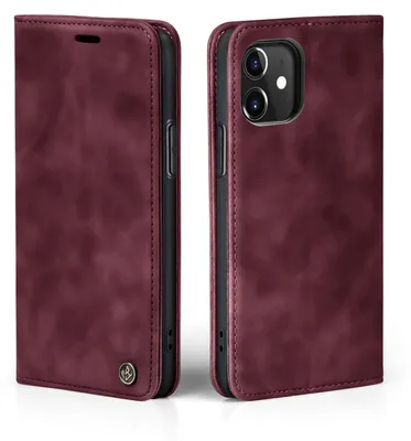 Produktbild von Handy Hülle für Apple iPhone 11 Klapphülle Bookcase Flip Cover Handy Tasche Etui Farbe: Weinrot