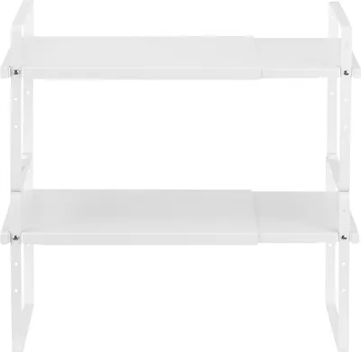 Produktbild von SucceBuy 2-stufiges Gewürzregal Schrank-Organizer Thekenregal Lagerregal Weiß