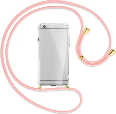 Produktbild von Handykette Backcover-Schutzhülle mit Band (Metall goldfarben) für Apple iPhone 6 Plus - rosa