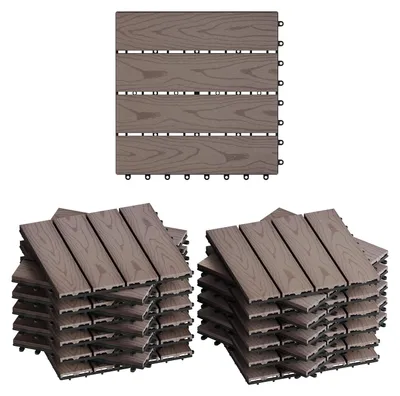 Image de Dalle de terrasse WPC - Aspect bois - 30 x 30 cm - Marron - Lot de 22 - 2 m²